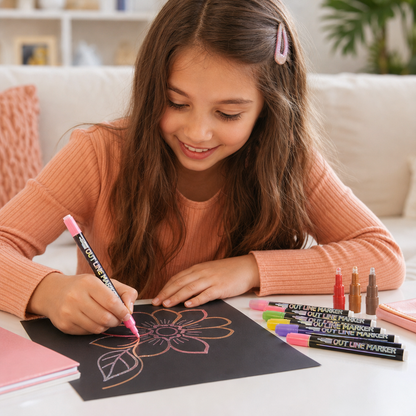Outline Shimmer & Metallic Glitter Marker Set
