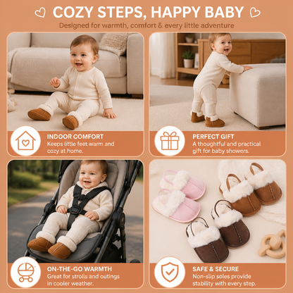 Fluffy Baby & Toddler Slippers with Soft Plush Lining and Non-Slip Soles