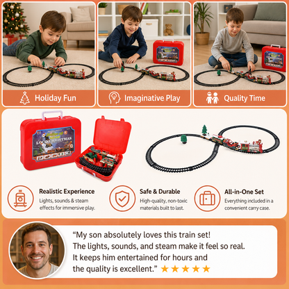 Kids’ Electric Train Set with Lights, Sounds & Steam Effects