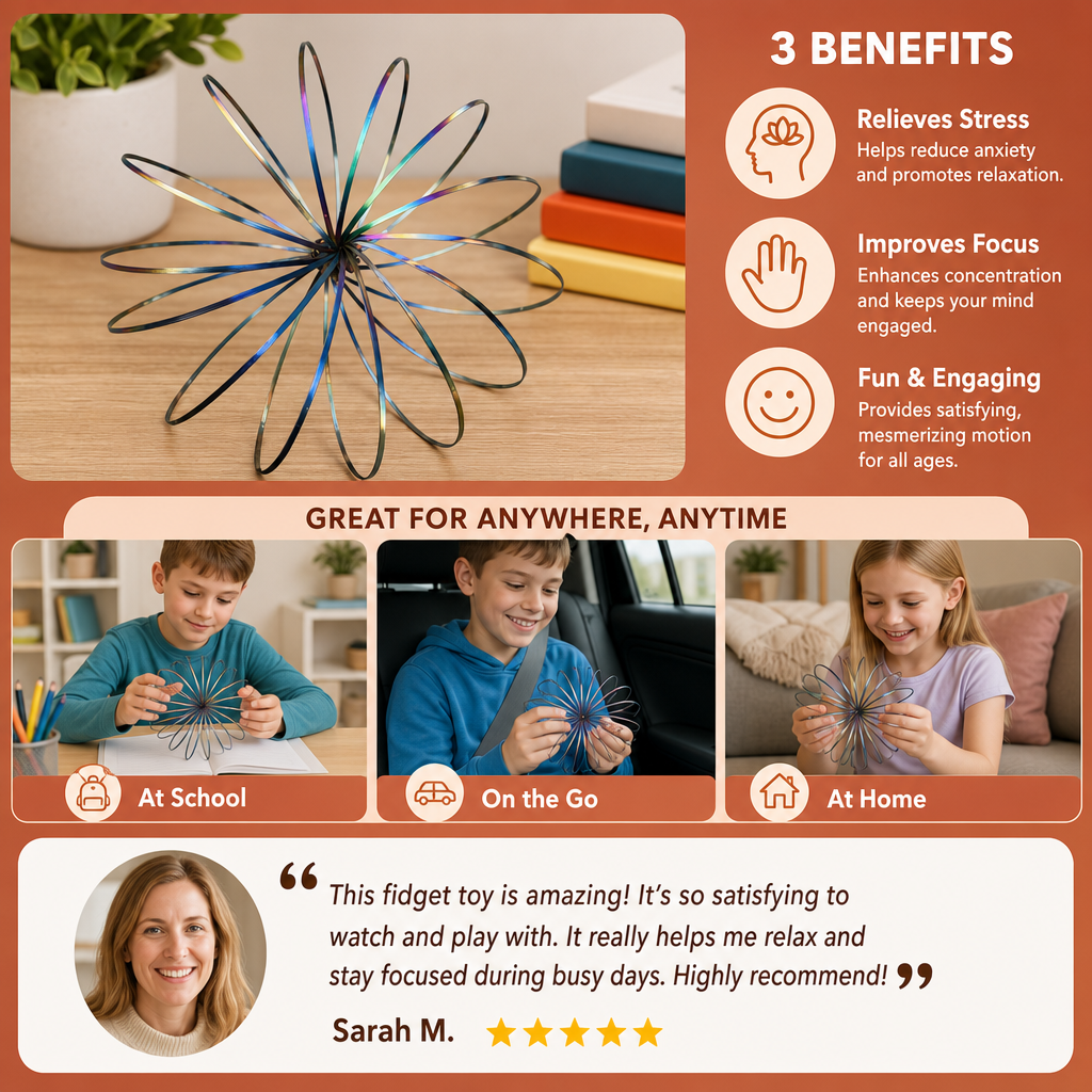 Geometric Spring Fidget Toy – Sensory Stress Relief Sculpture