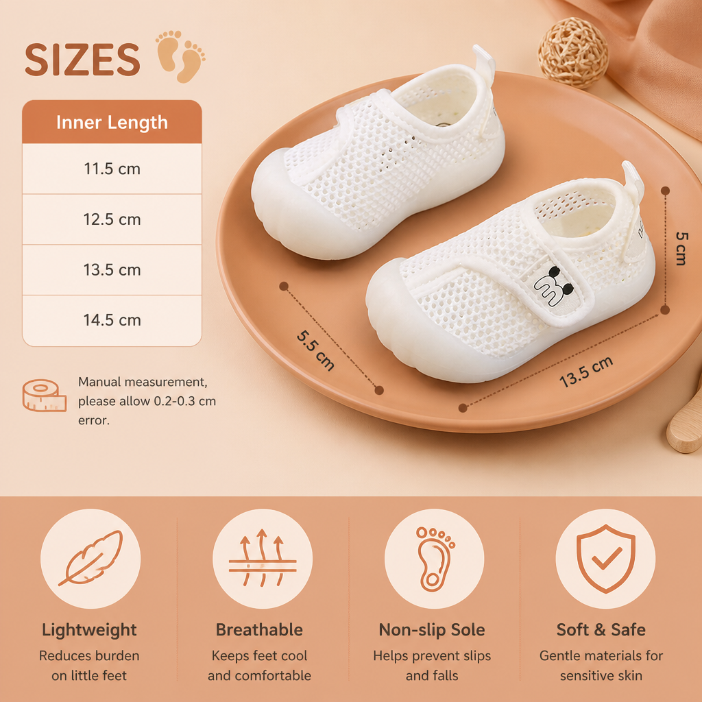 Comfortable Baby Shoes with Soft, Non-Slip Soles