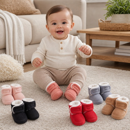 Warm & Cozy Plush Baby Booties with Soft, Non-Slip Soles