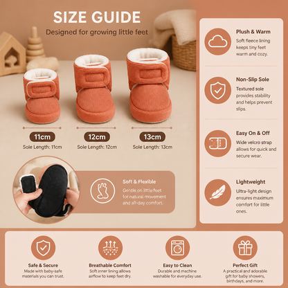 Warm & Cozy Plush Baby Booties with Soft, Non-Slip Soles