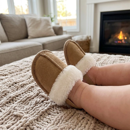 Fluffy Baby & Toddler Slippers with Soft Plush Lining and Non-Slip Soles