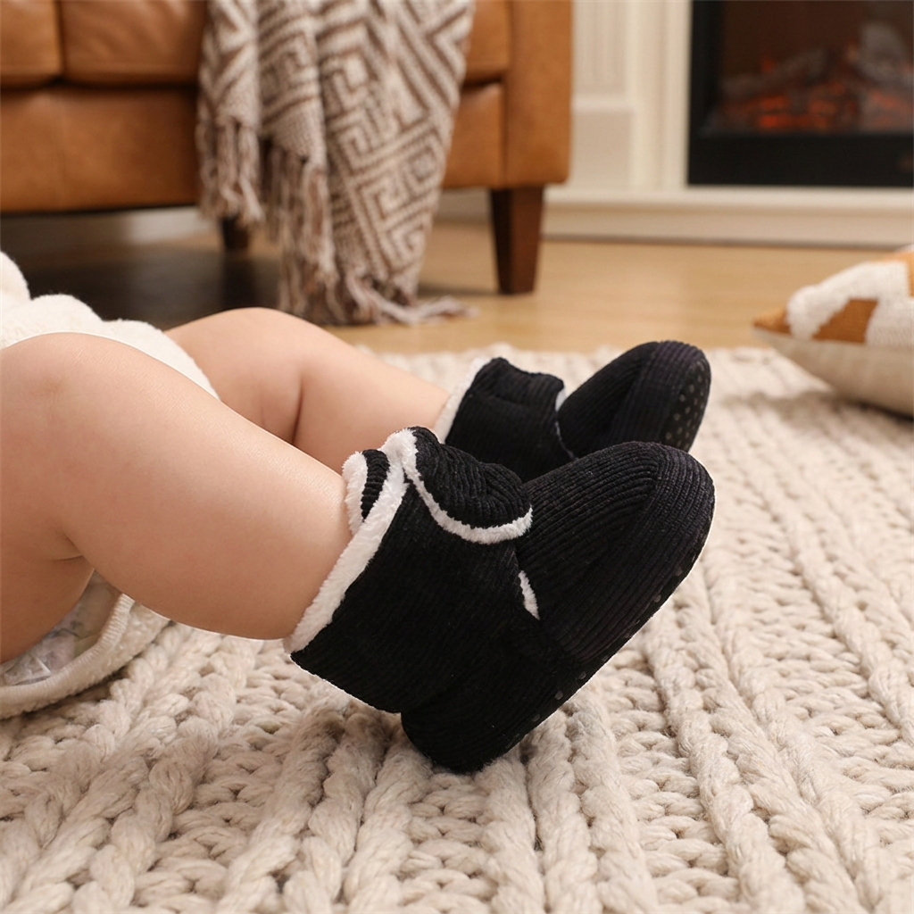 Warm & Cozy Plush Baby Booties with Soft, Non-Slip Soles