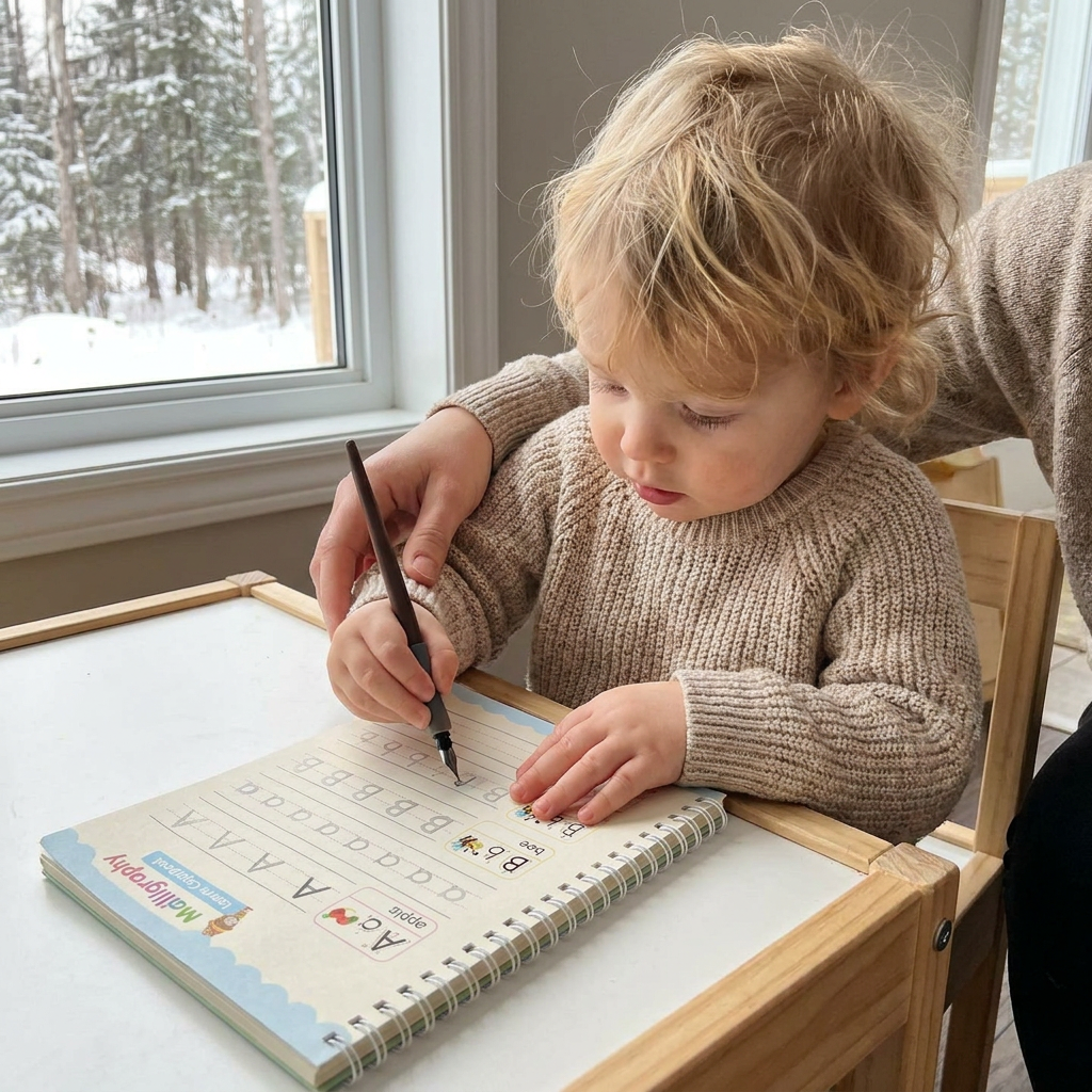 Magic Reusable Grooved Handwriting Practice Books with Disappearing Ink Pens