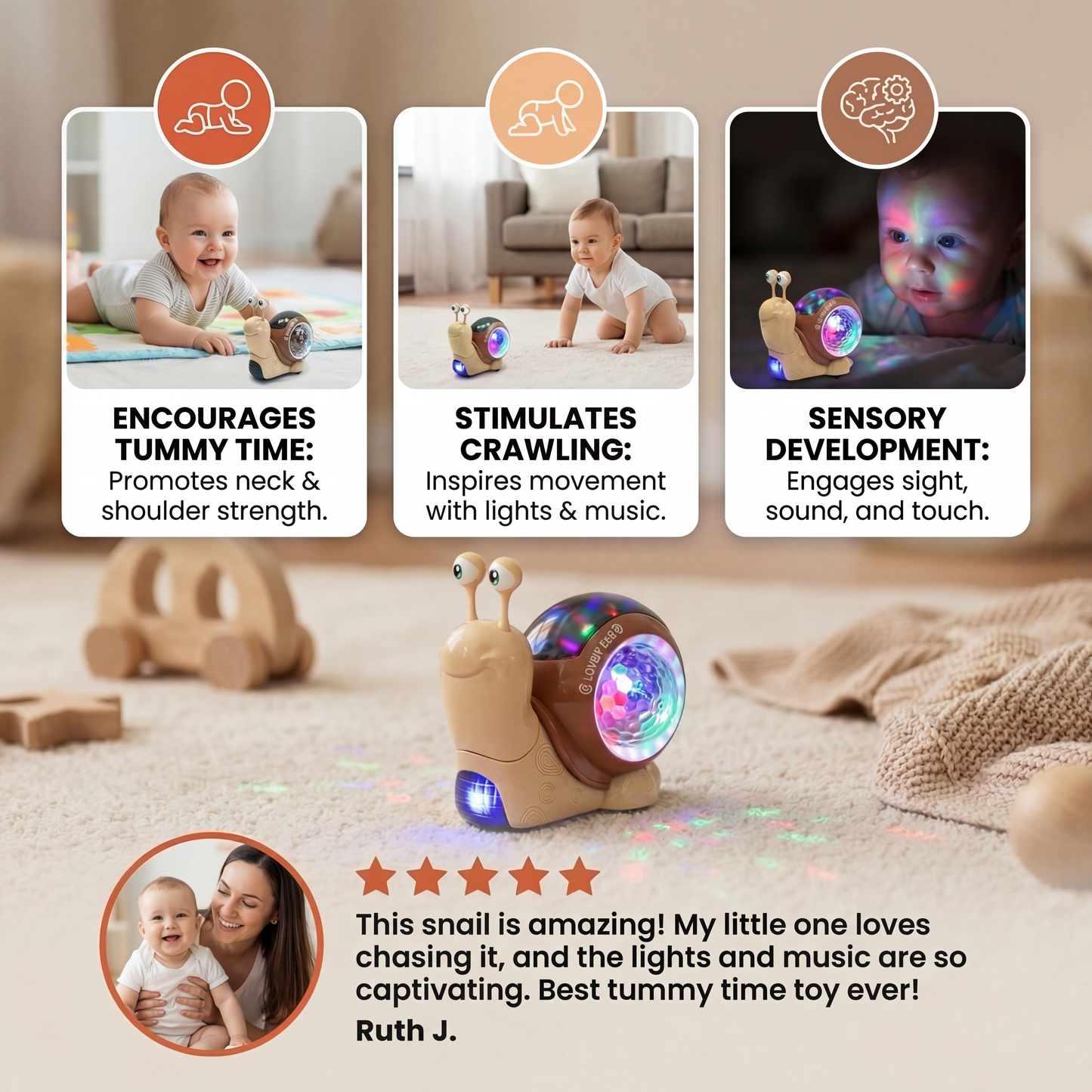 Glowing and Music-Playing Snail Crawling Toy