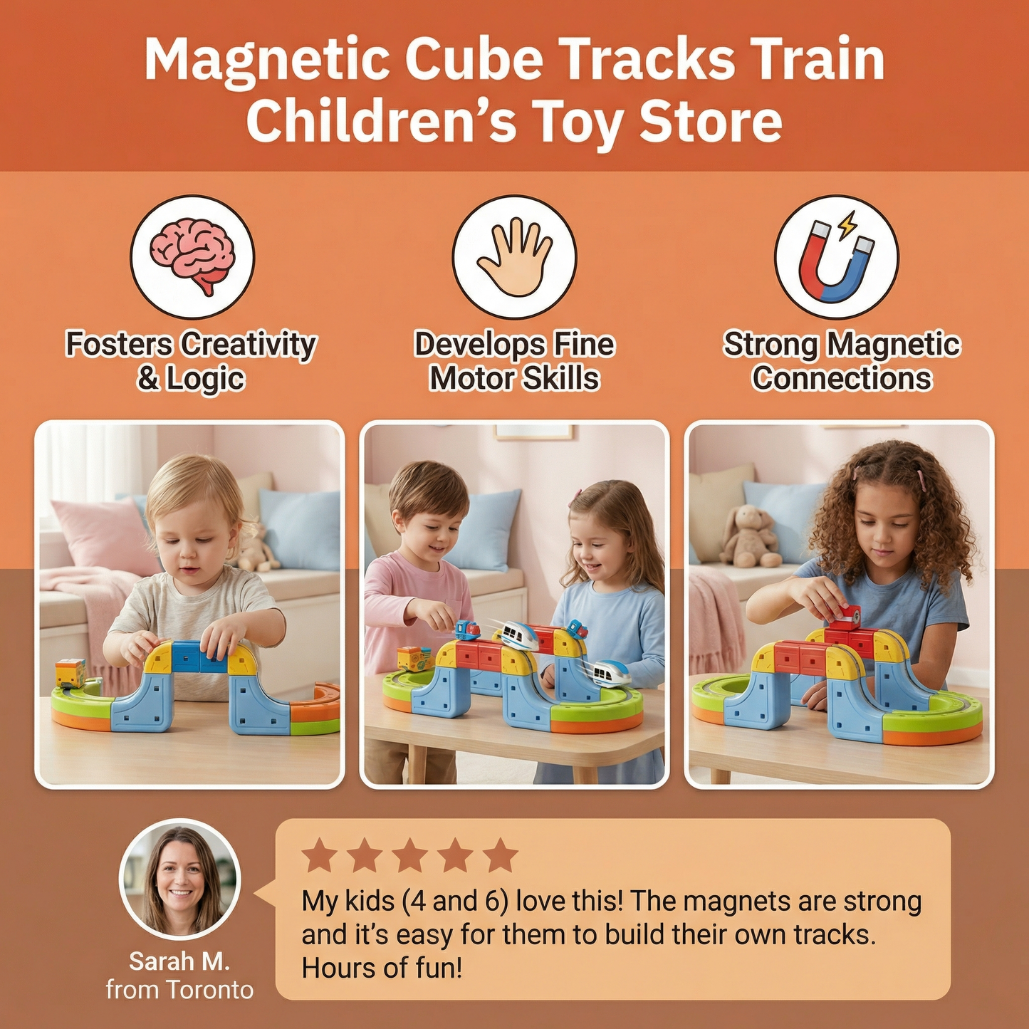 Magnetic Cube Tracks Train Children's Toy