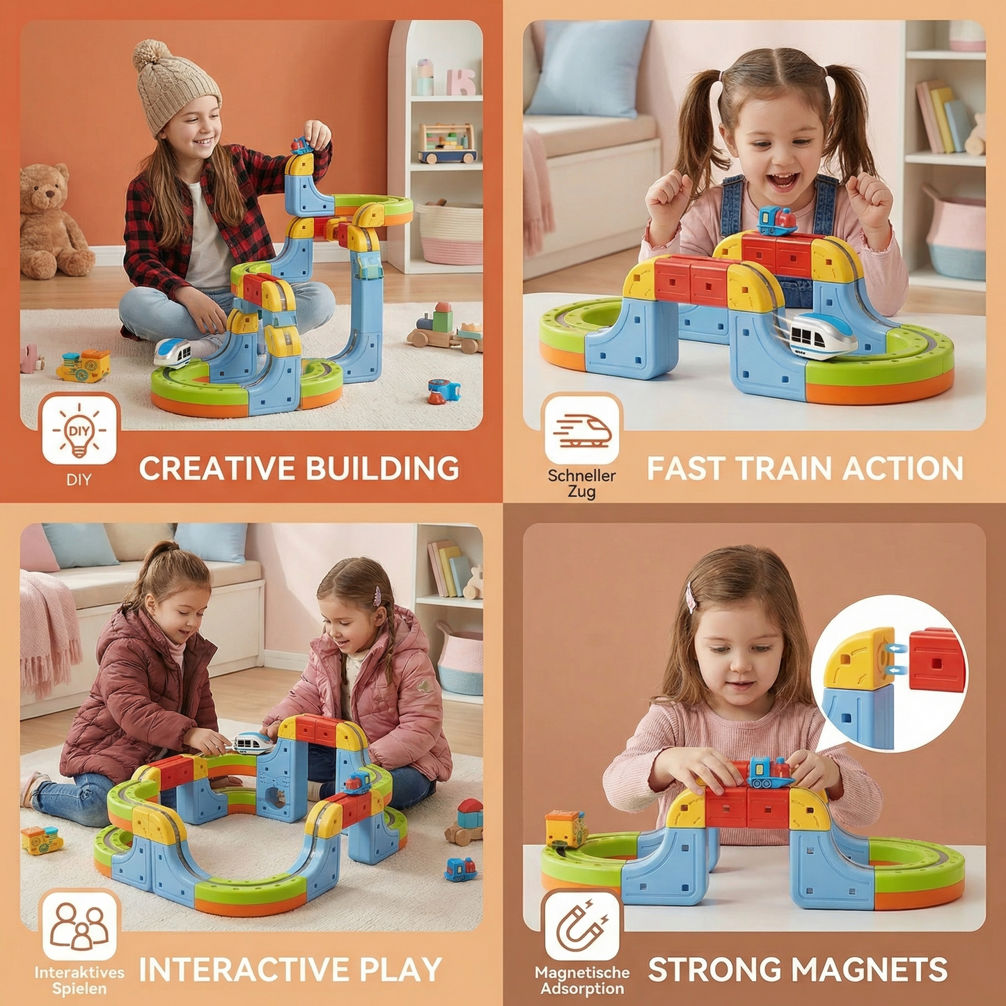 Magnetic Cube Tracks Train Children's Toy