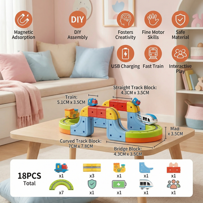 Magnetic Cube Tracks Train Children's Toy