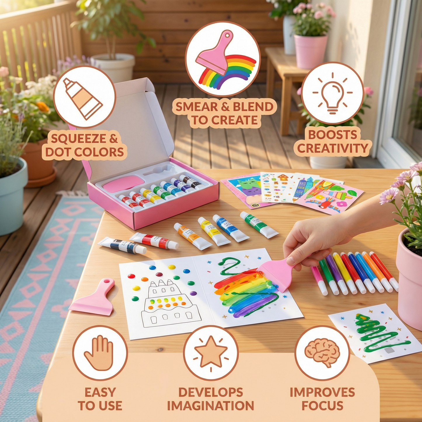 Creative Rainbow Colors Smear Art Set