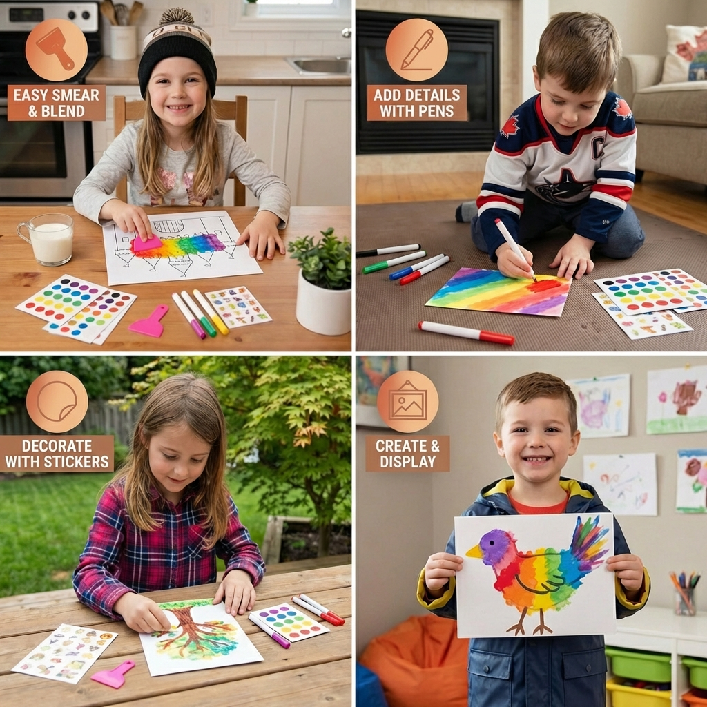 Creative Rainbow Colors Smear Art Set