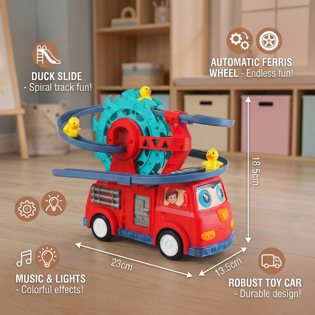 Fire Engine Duck Slide Toy Car