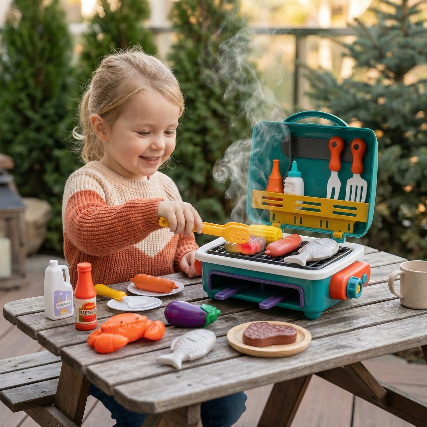 My first BBQ Grill – Children's Kitchen with Smoke Effect and Color-Changing Food
