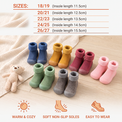 Warm Baby Walking Sock Shoes with Soft Non-Slip Soles