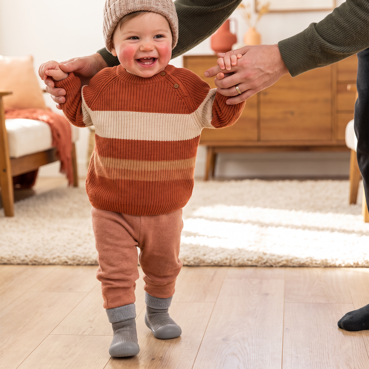 Warm Baby Walking Sock Shoes with Soft Non-Slip Soles
