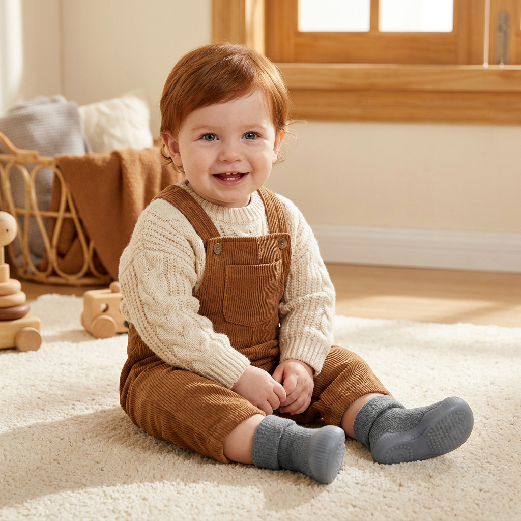 Warm Baby Walking Sock Shoes with Soft Non-Slip Soles