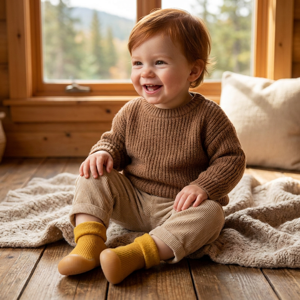 Warm Baby Walking Sock Shoes with Soft Non-Slip Soles