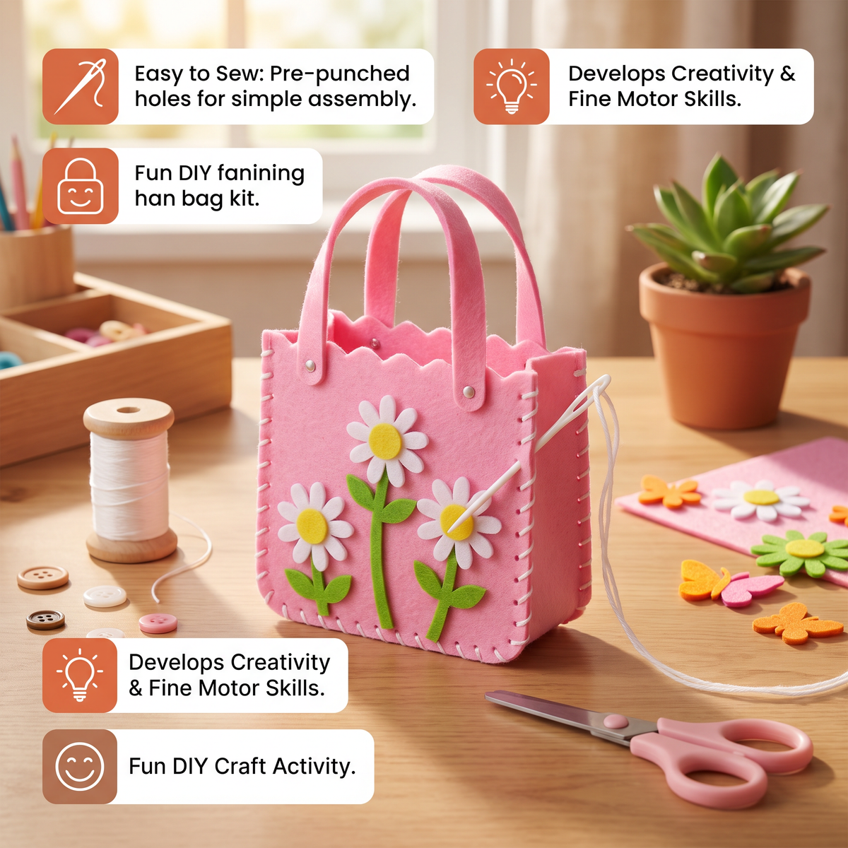 DIY Cute Felt Handbag Sewing Craft Kit for Kids
