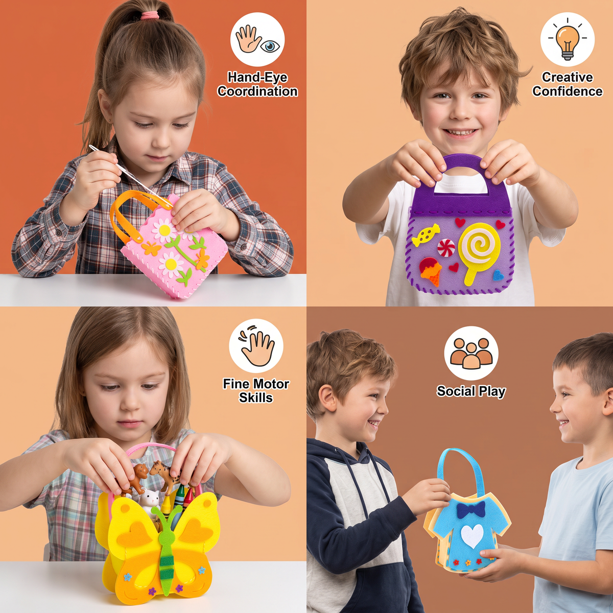 DIY Cute Felt Handbag Sewing Craft Kit for Kids
