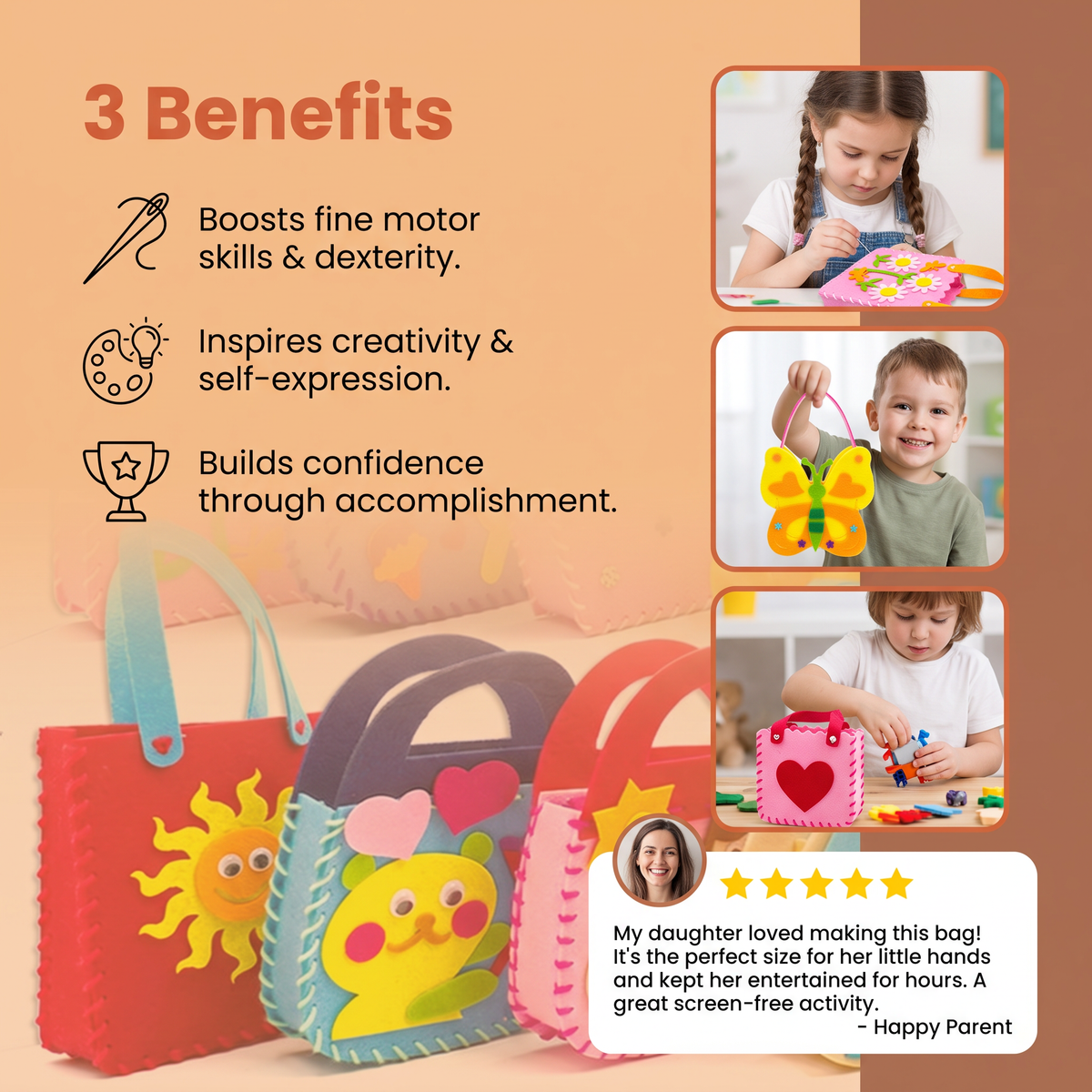 DIY Cute Felt Handbag Sewing Craft Kit for Kids