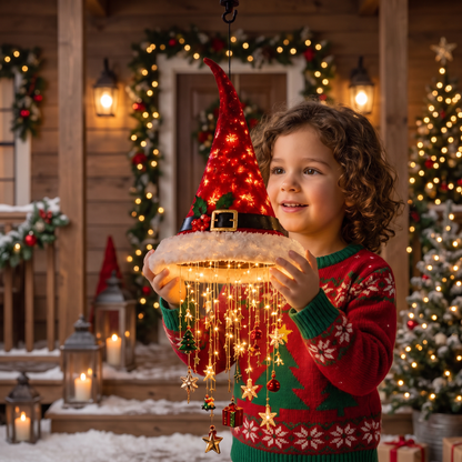 Christmas Santa Hat Lights with LED String Decorations