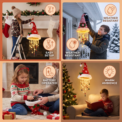 Christmas Santa Hat Lights with LED String Decorations