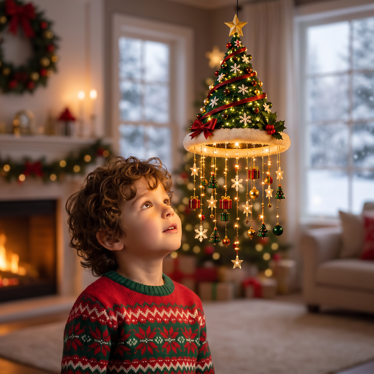 Christmas Santa Hat Lights with LED String Decorations