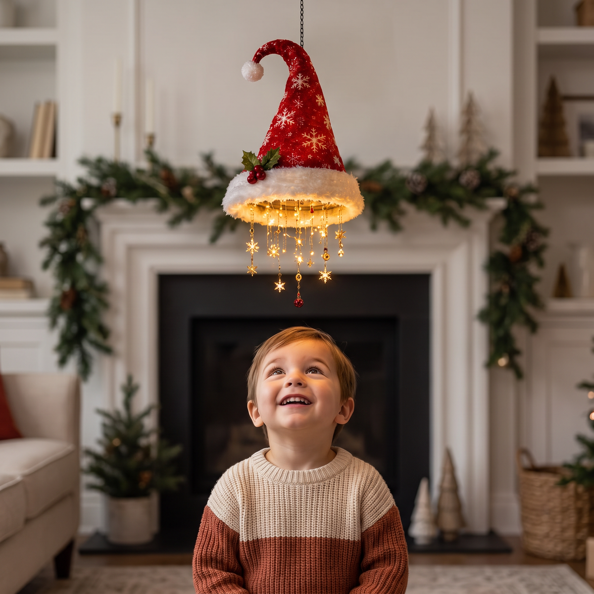 Christmas Santa Hat Lights with LED String Decorations