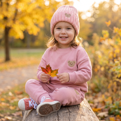 Baby Outfit with Embroidered Bear Sweatshirt & Matching Sweatpants