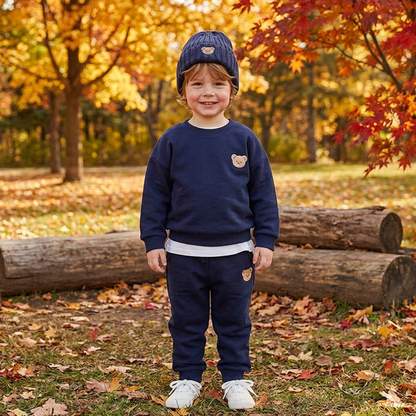 Baby Outfit with Embroidered Bear Sweatshirt & Matching Sweatpants