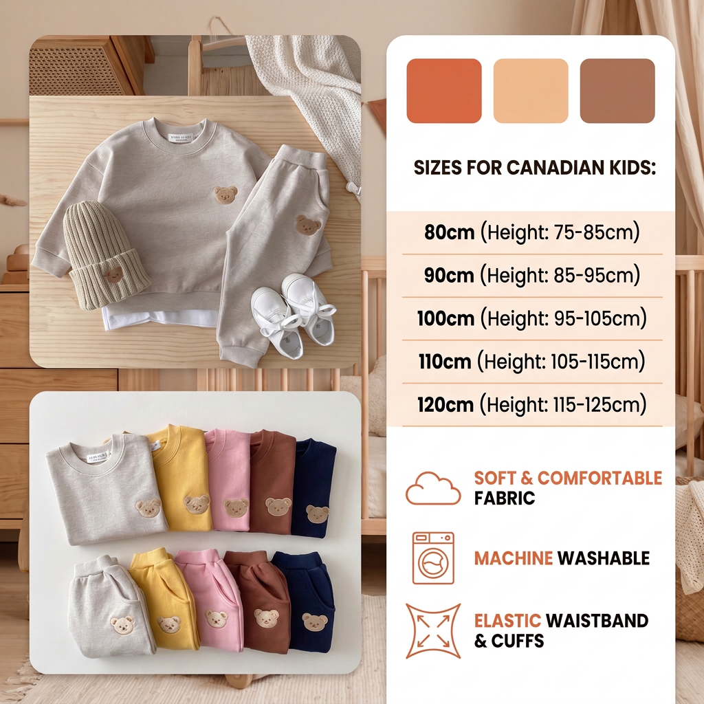 Baby Outfit with Embroidered Bear Sweatshirt & Matching Sweatpants