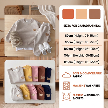 Baby Outfit with Embroidered Bear Sweatshirt & Matching Sweatpants
