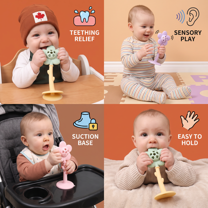 2-in-1 Sunflower Baby Teether & Rattle with Suction Base
