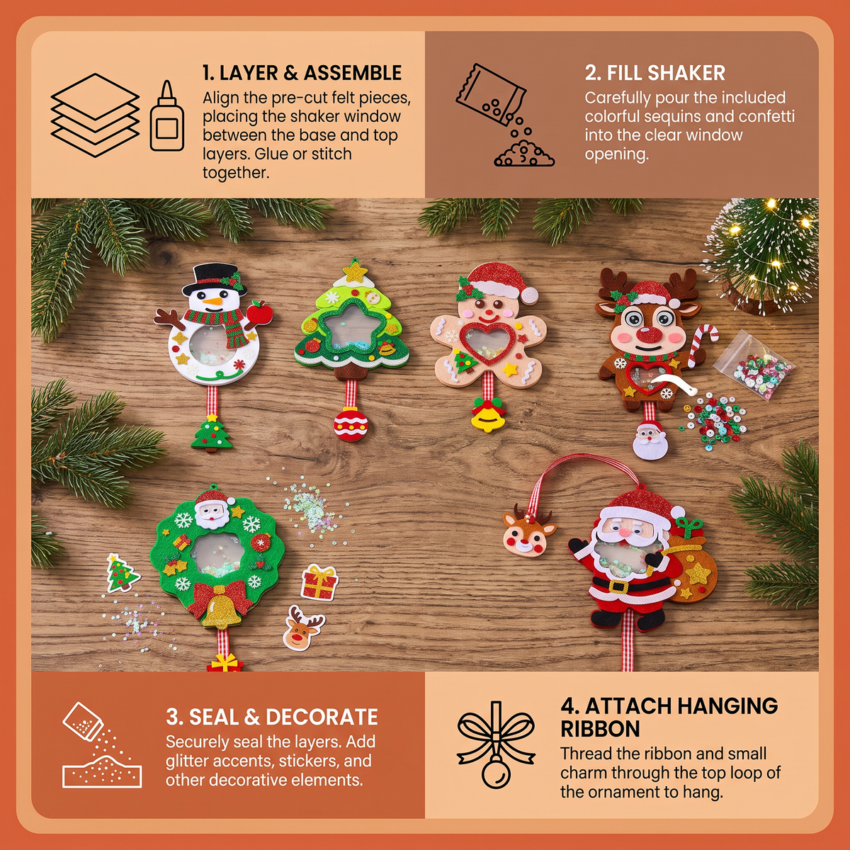DIY Christmas Shaker Ornament Craft Kit for Kids