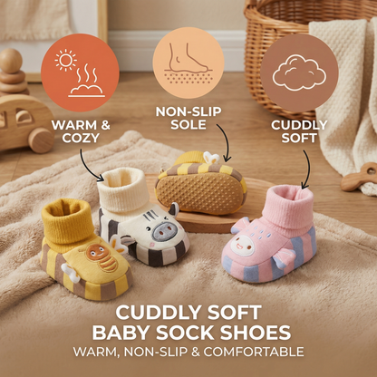 Cuddly soft baby sock shoes – Warm, non-slip & comfortable