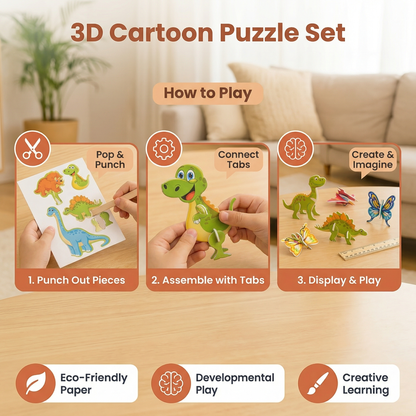 3D Cartoon Puzzle Set for Kids
