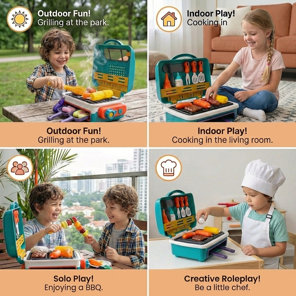 My first BBQ Grill – Children's Kitchen with Smoke Effect and Color-Changing Food