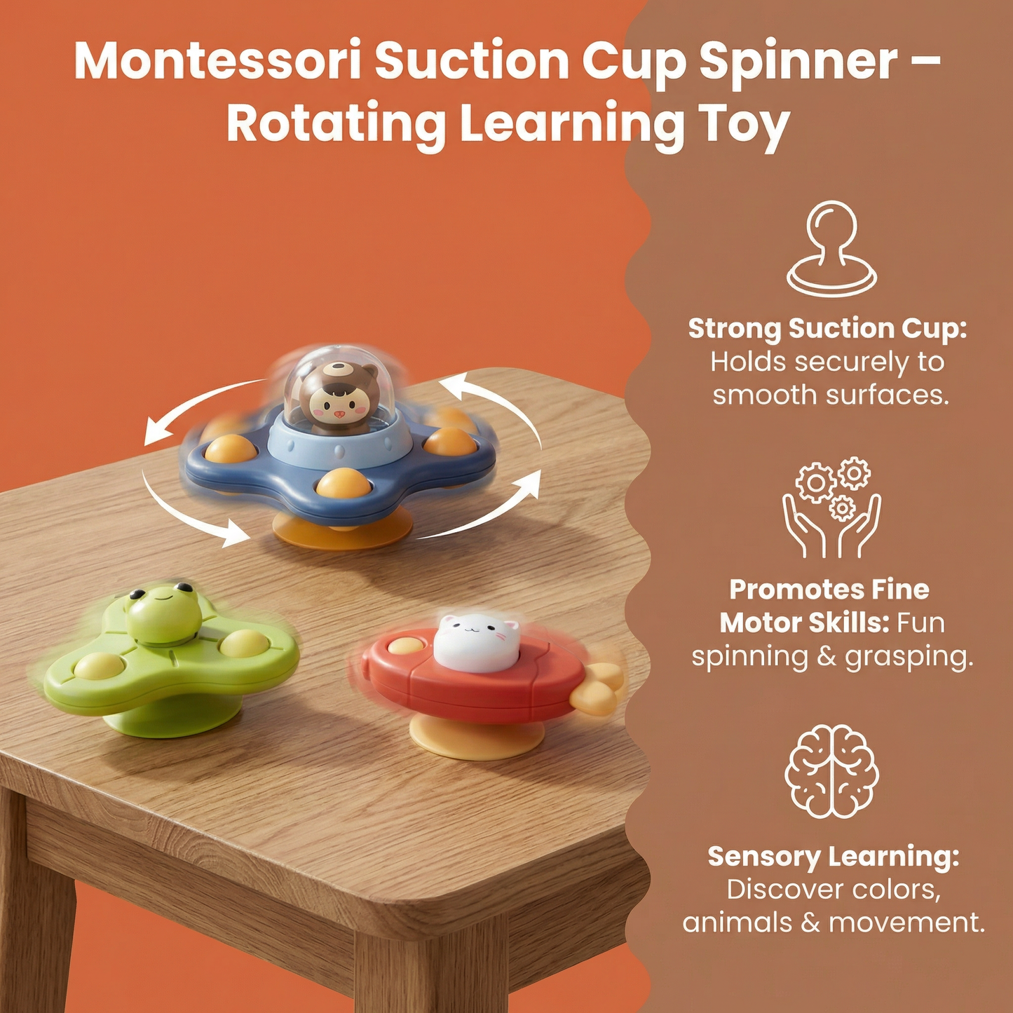 Montessori Suction Cup Spinner – Rotating Learning Toy