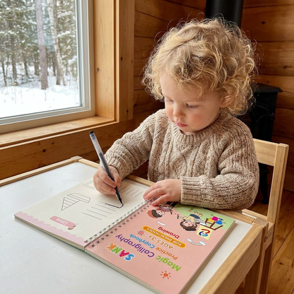 Magic Reusable Grooved Handwriting Practice Books with Disappearing Ink Pens