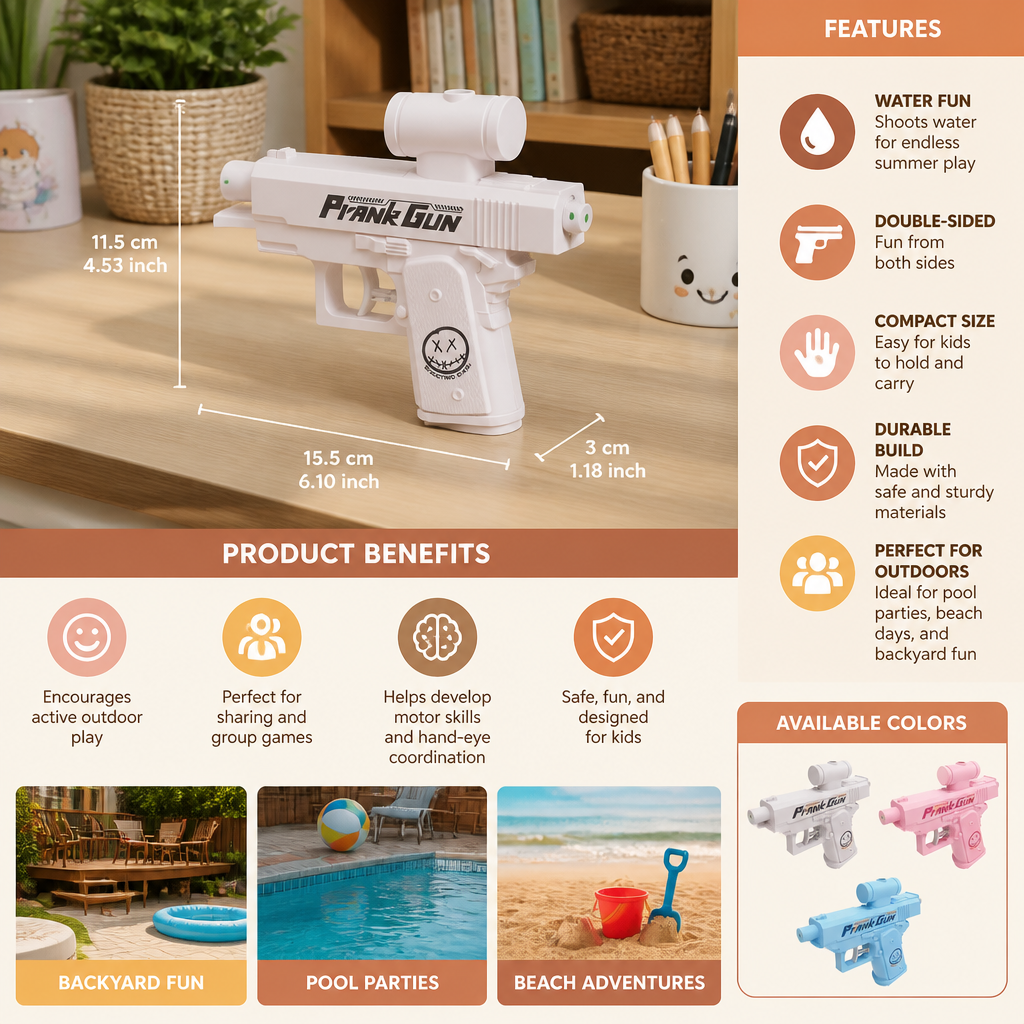 Double-Sided Prank Water Gun for Kids – Mini Water Fun Toy