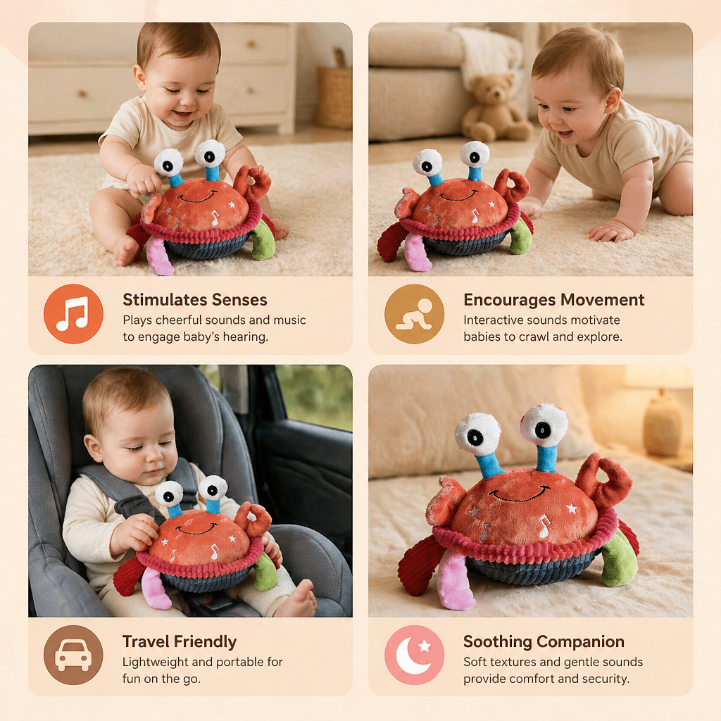 Interactive Musical Crab with Voice Function – Moving Educational Toy for Babies