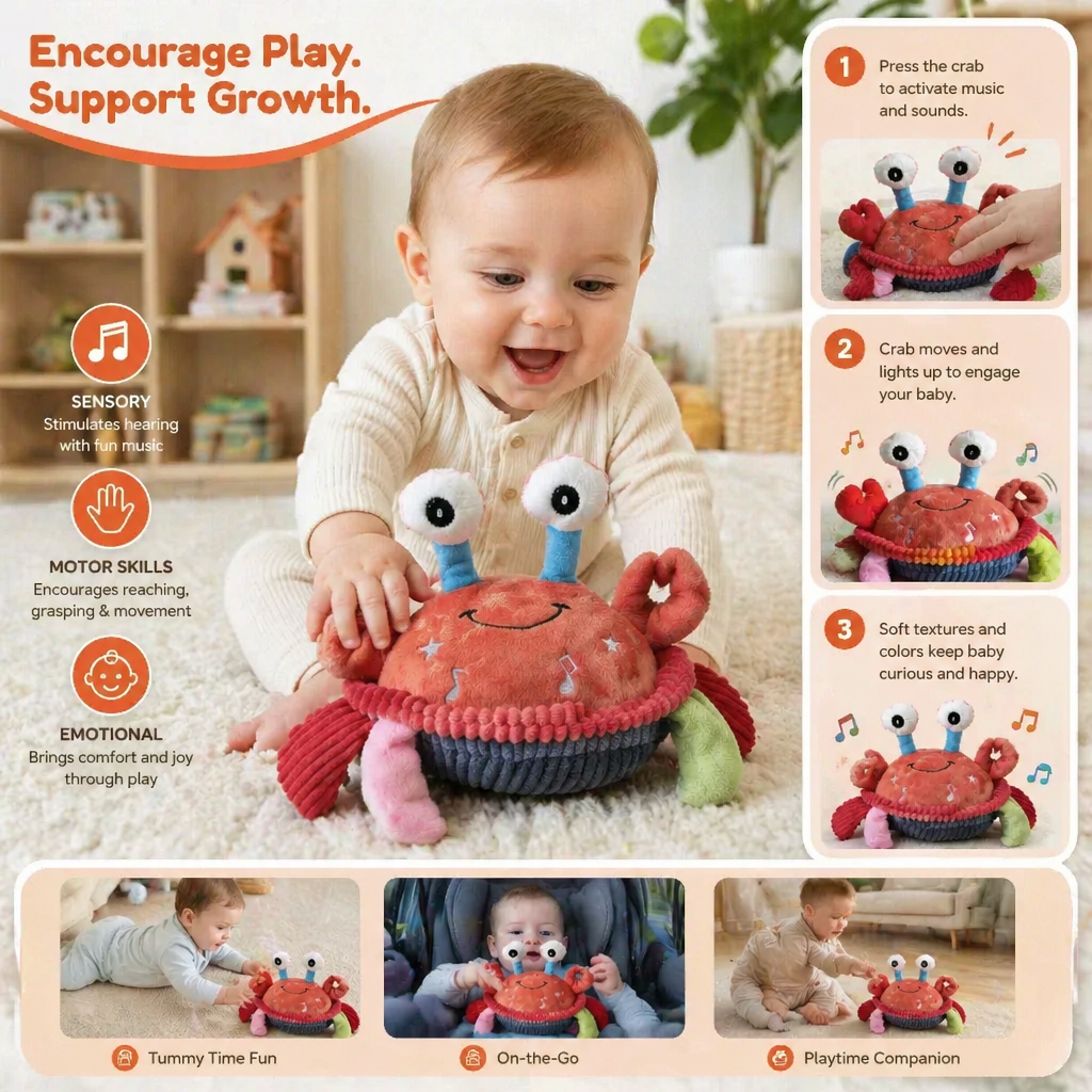 Interactive Musical Crab with Voice Function – Moving Educational Toy for Babies