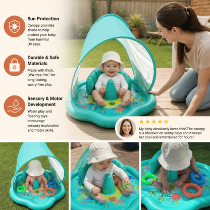 Inflatable Baby Splash Play Mat with Canopy – Water Play & Sun Protection for Toddlers