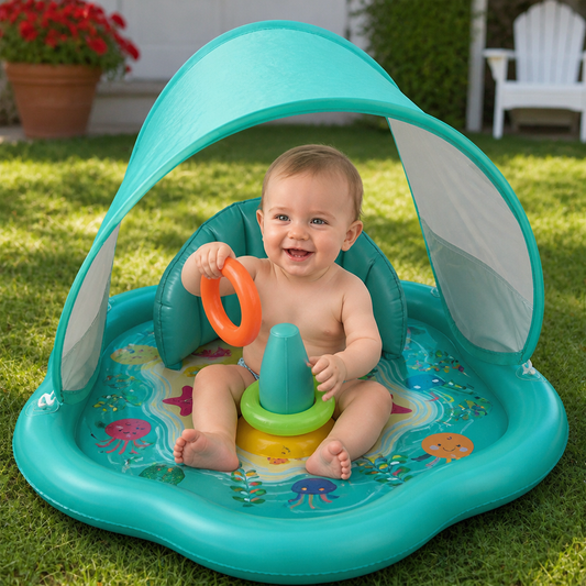 Inflatable Baby Splash Play Mat with Canopy – Water Play & Sun Protection for Toddlers