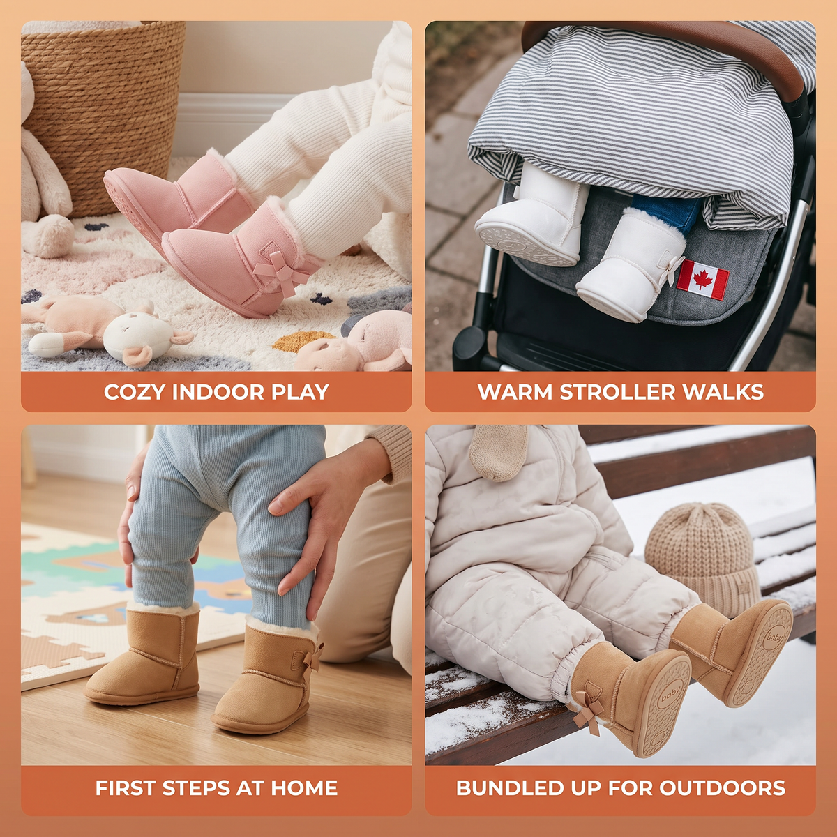 Fleece-Lined Baby Winter Boots with Soft, Non-Slip Soles