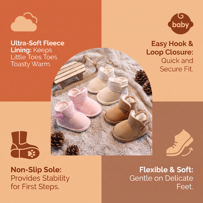 Fleece-Lined Baby Winter Boots with Soft, Non-Slip Soles