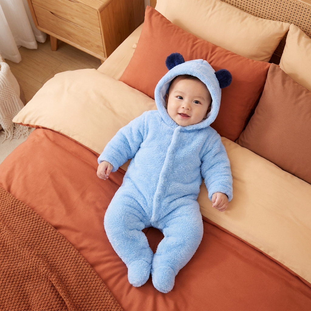 Soft & Cozy Baby Bear Hooded Jumpsuit