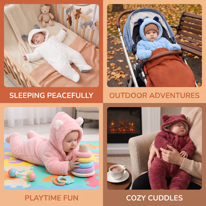 Soft & Cozy Baby Bear Hooded Jumpsuit