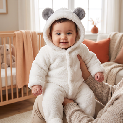 Soft & Cozy Baby Bear Hooded Jumpsuit